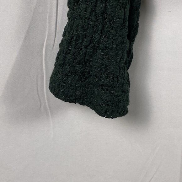 Old Navy Y2K Women’s Fitted Shirt Flare Sleeve Green Sheer Floral Crepe Sz S/PCH - Picture 6 of 12